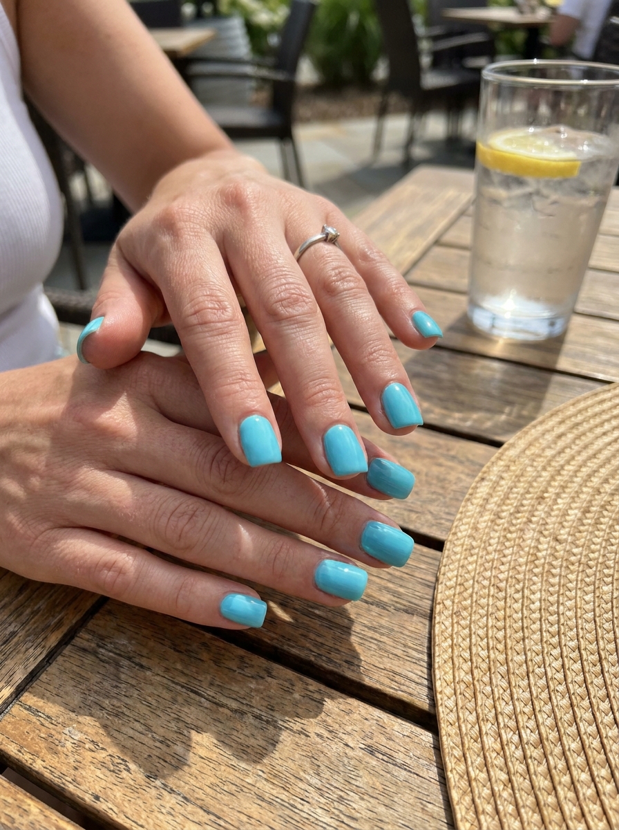 Blue Lagoon Square Nails